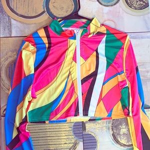 Colorful half polyester zip shirt